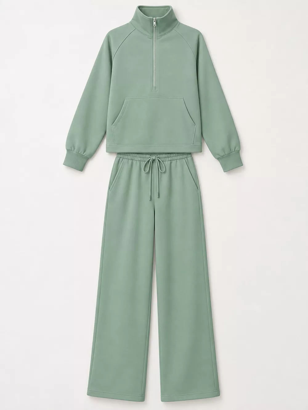 Half-Zip Sweatshirt and Wide-Leg Pants Set, image 54