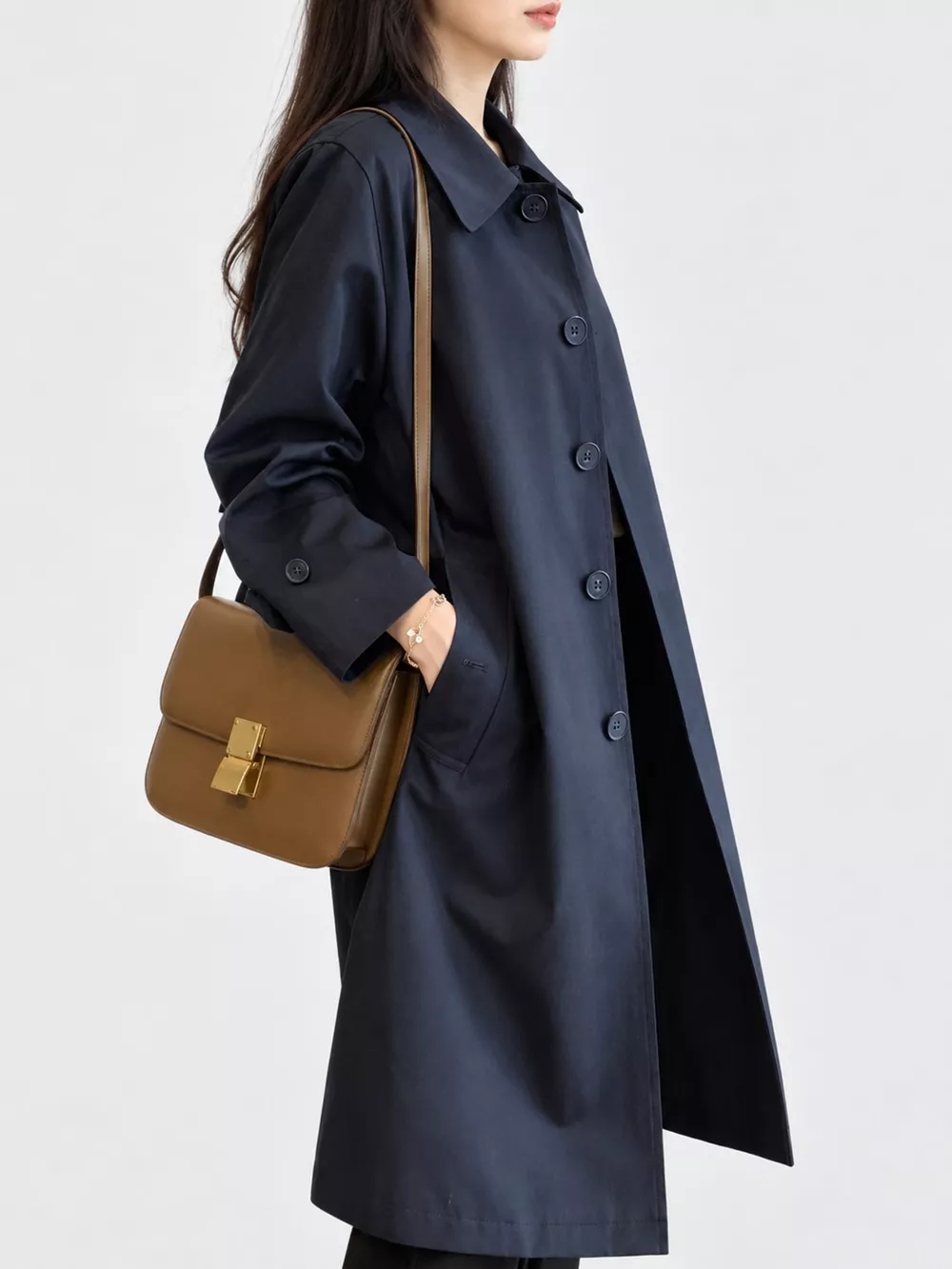 Classic Minimalist Single-Breasted Trench Coat Outerwear, image 2