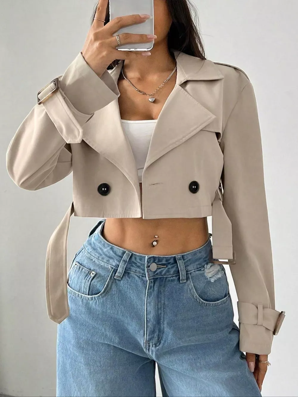 Double-Breasted Cropped Outerwear, image 2