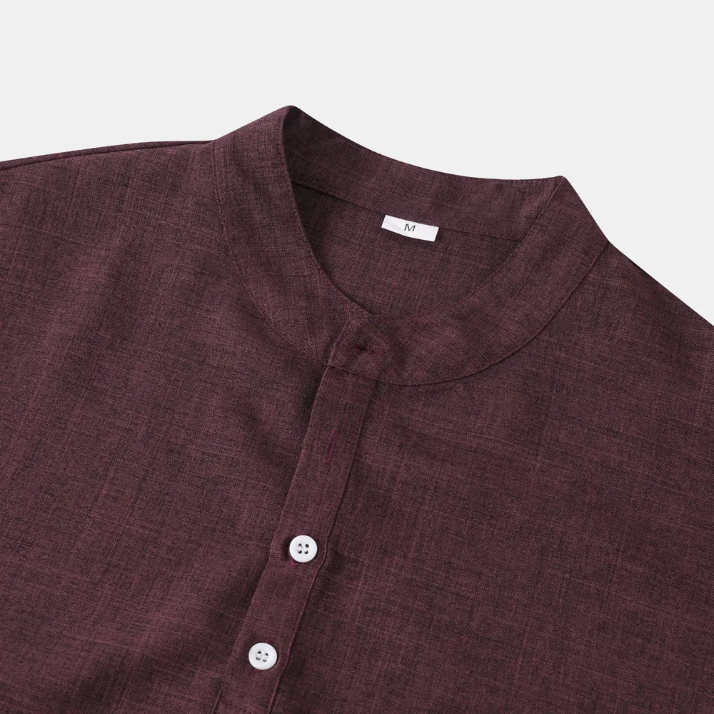 Men's Casual Mandarin Collar Short Sleeve Henley Shirt, image 3