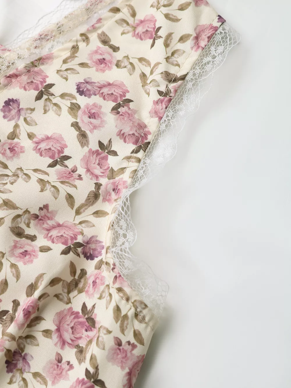Floral Print Lace Trim Tie Front Dress, image 8