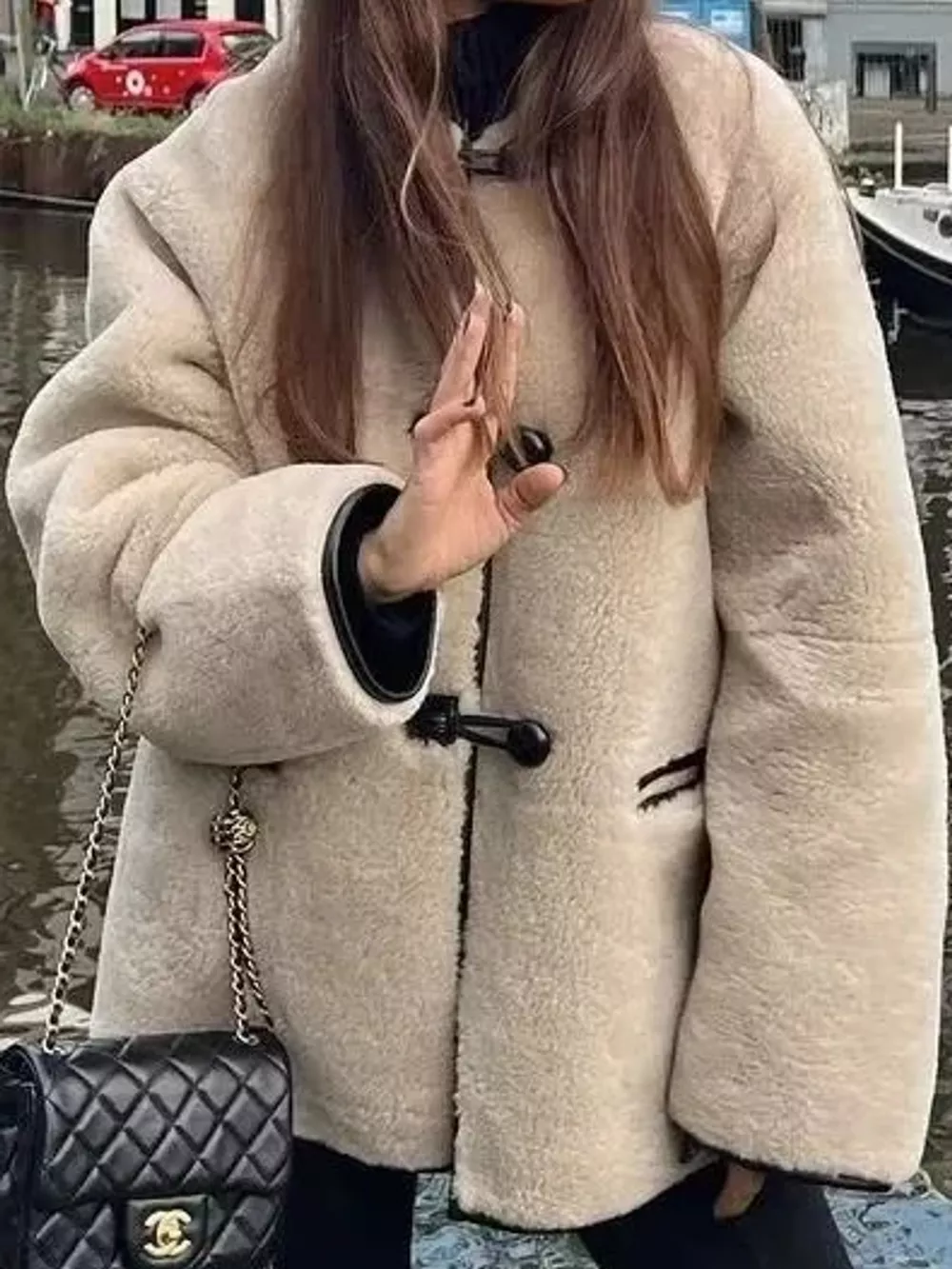 Faux Shearling Toggle Coat, image 4