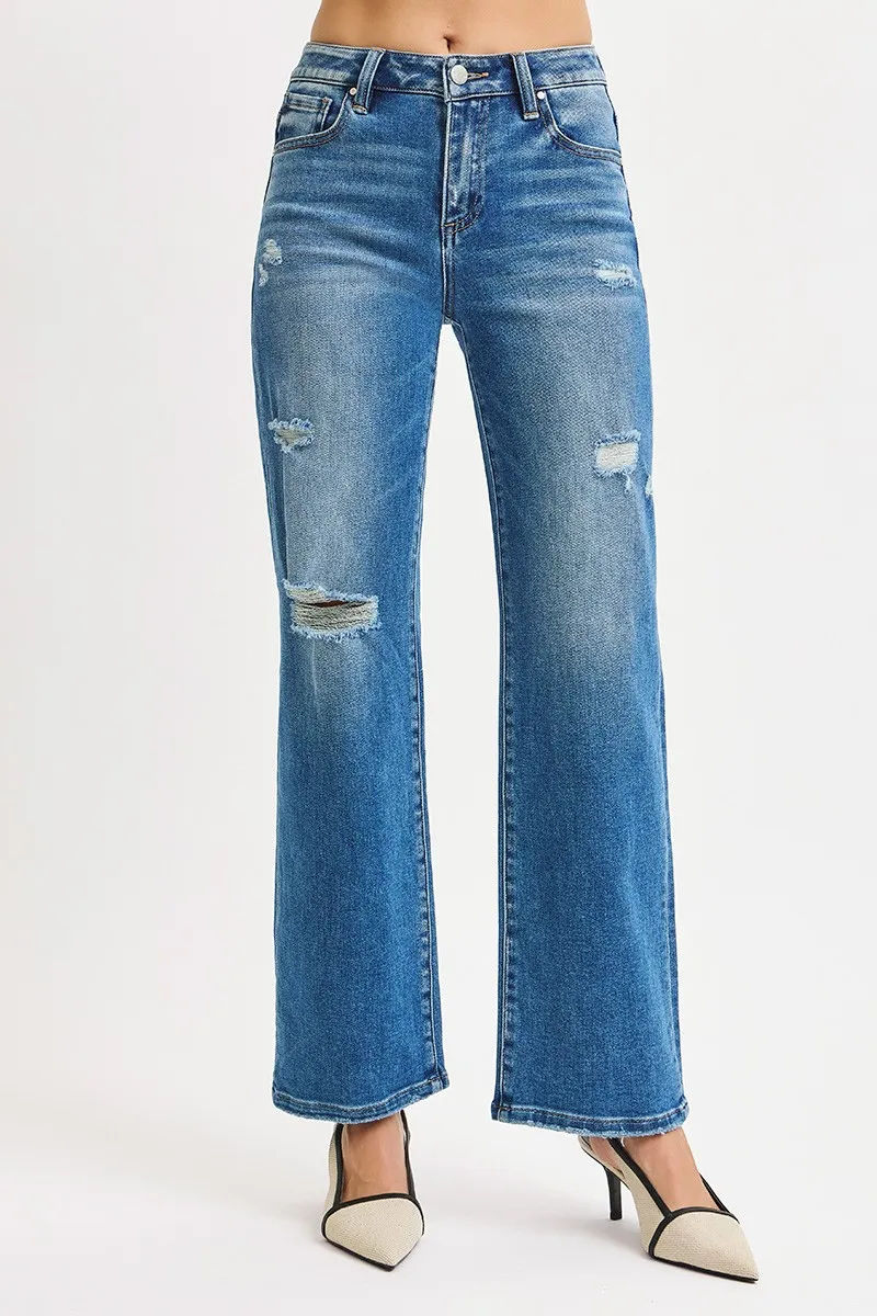 Full Size High Rise Ankle Straight Front Body Distressed Jeans Plus Size, image 6