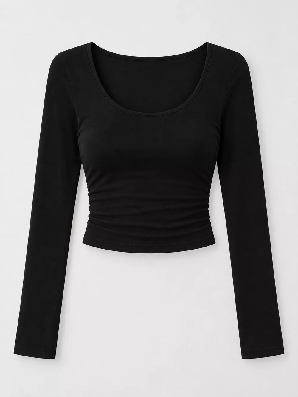 Slim-Fit Long Sleeve U-Neck Cropped T-Shirt, image 6