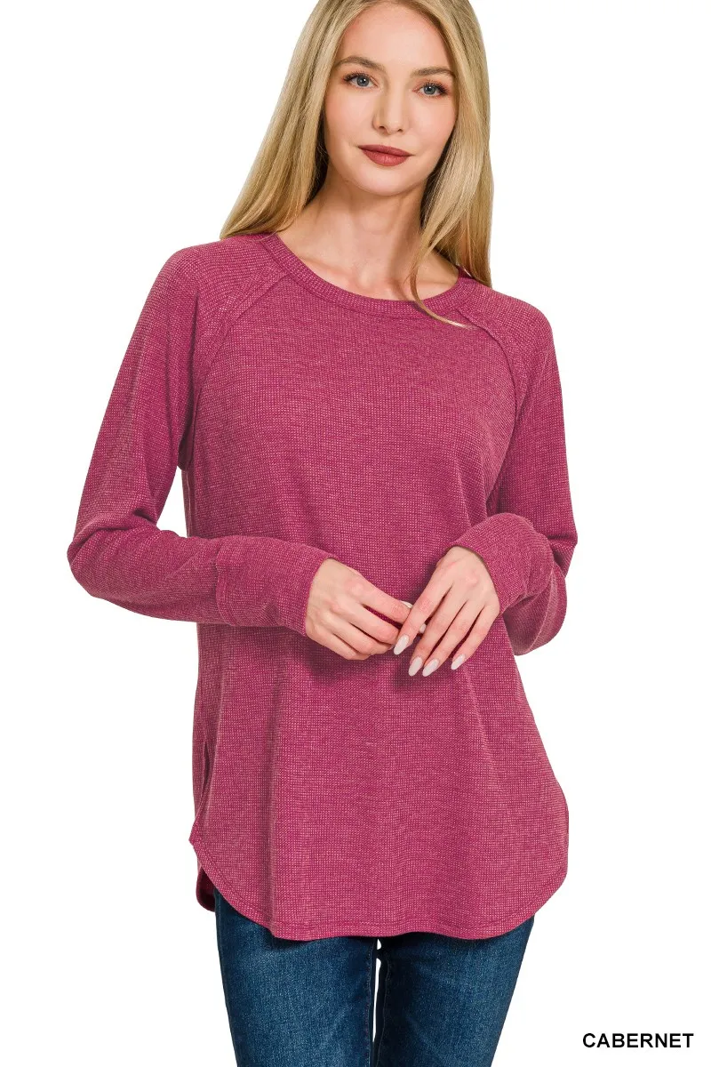 Zenana Baby Waffle Long Sleeve Top, image 4