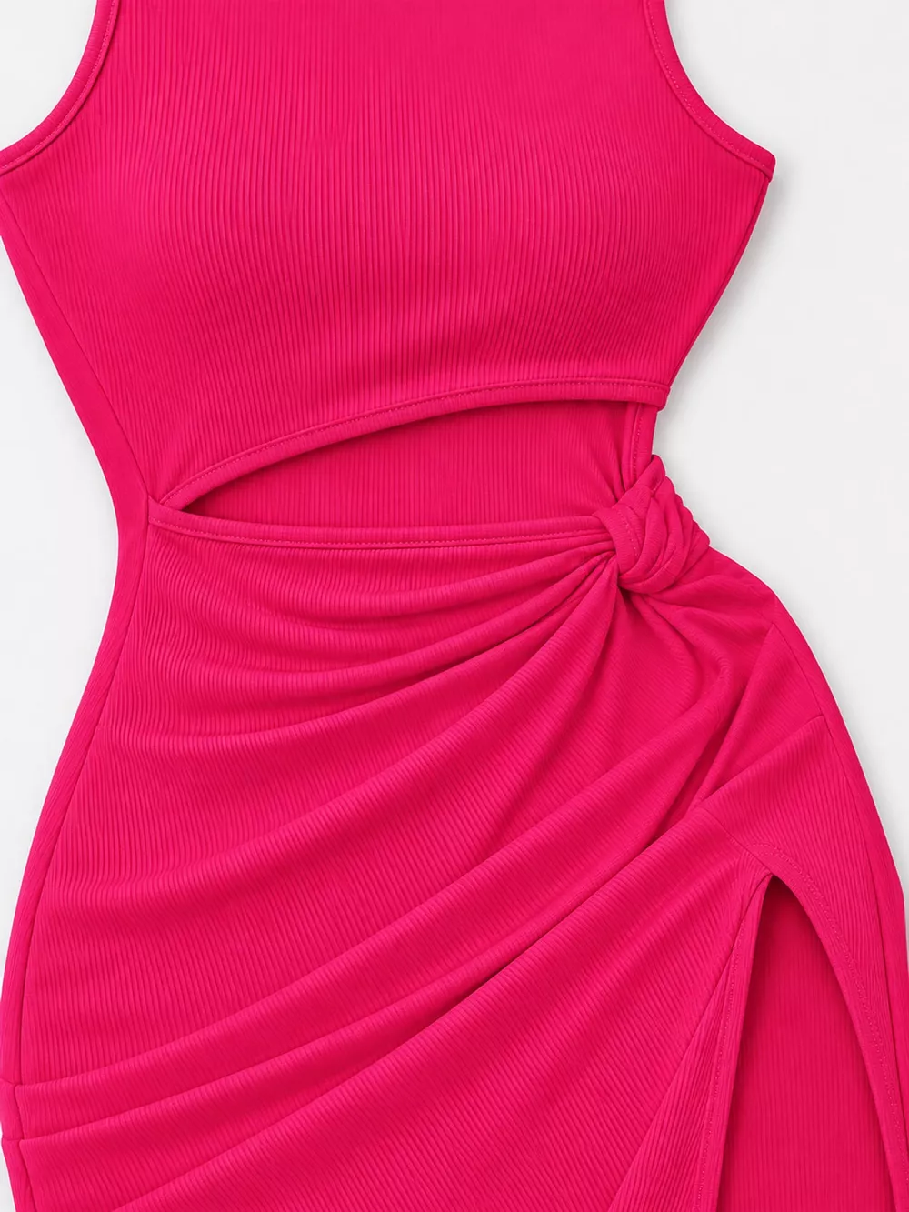 Sleeveless Cut-Out Ruched High-Slit Bodycon Dress, image 45