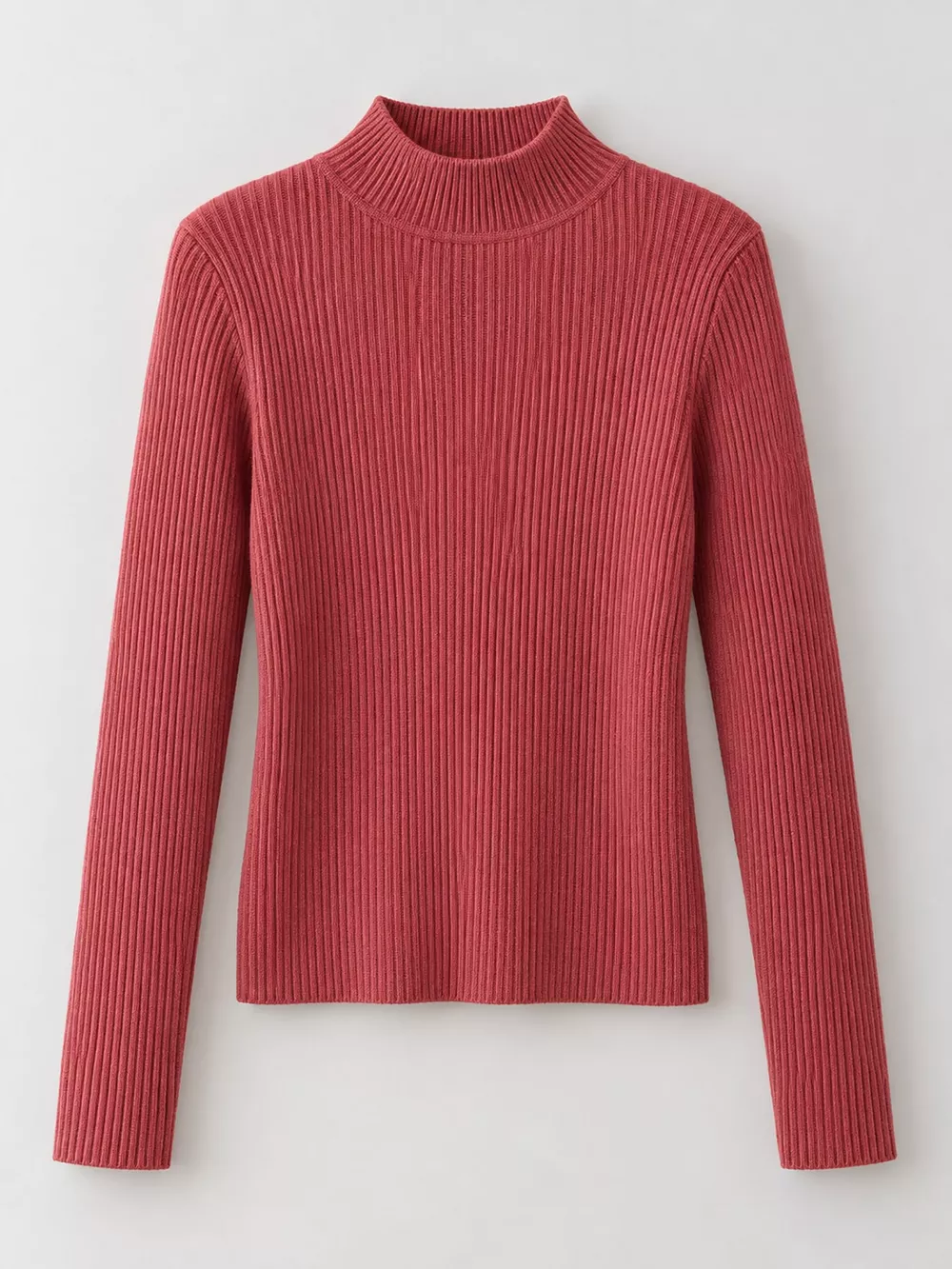Elegant Slim-Fit Ribbed Mock Neck Knit Top, image 66