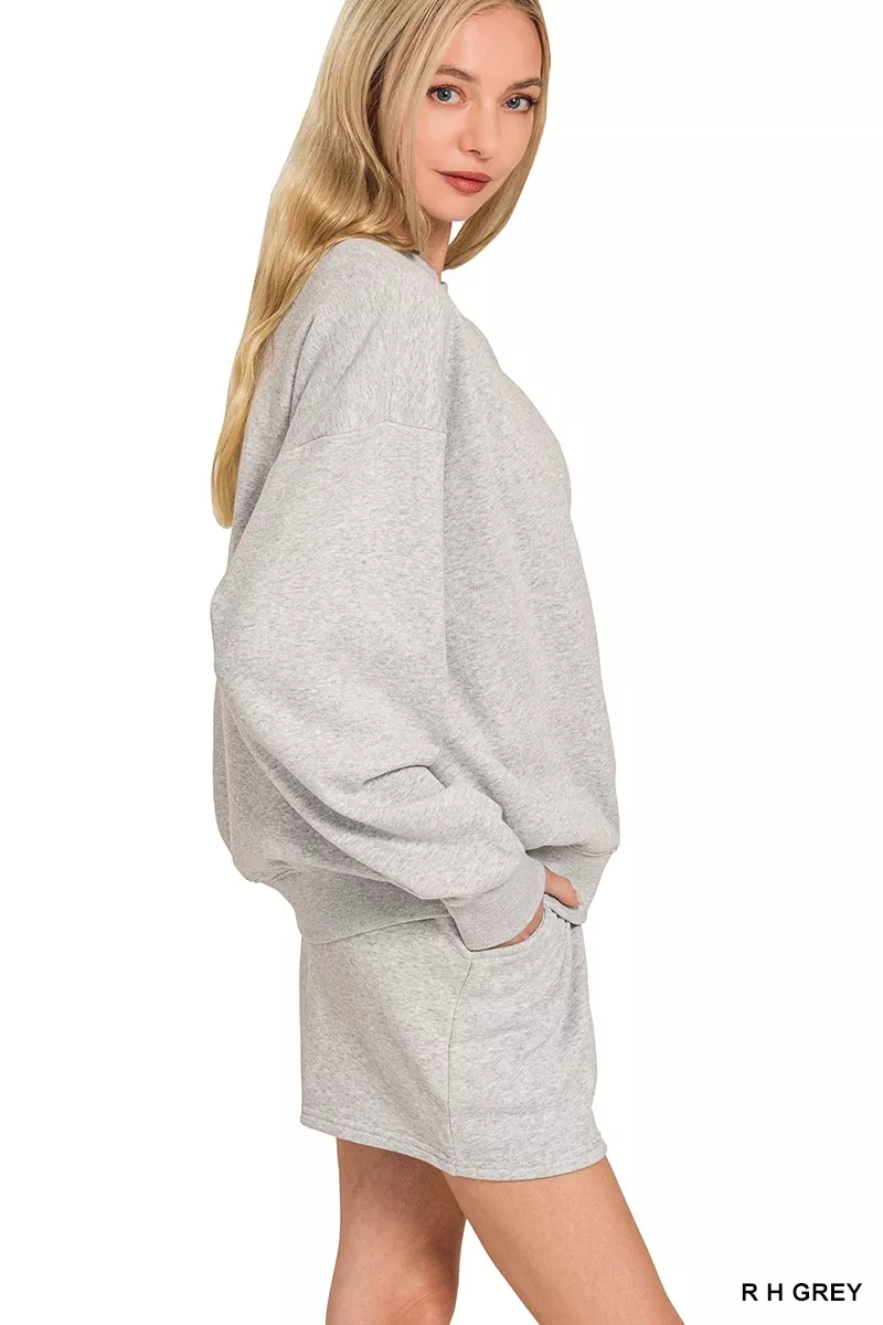 Fleece Long Sleeve Sweatshirts & Shorts Set, image 5