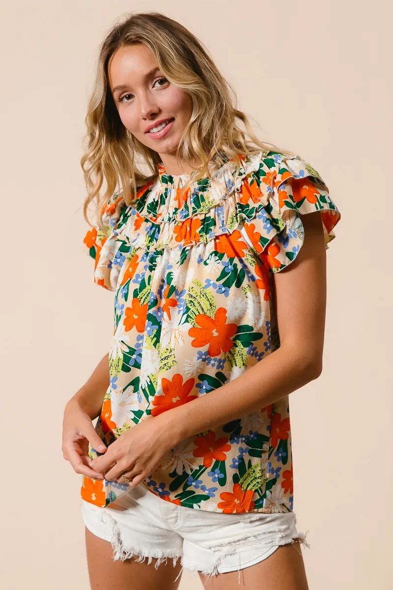Multi Color Floral Print Woven Top, image 20