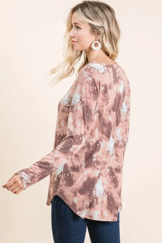 Tie Dye French Terry V-neck Top, image 10