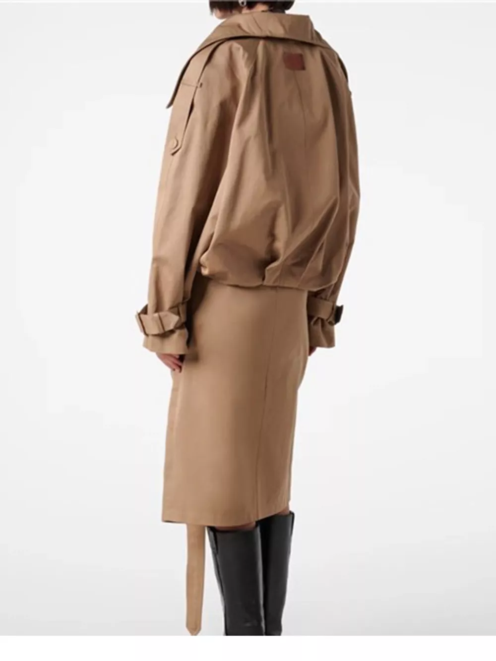 Double-Breasted Cropped Trench Jacket, image 6