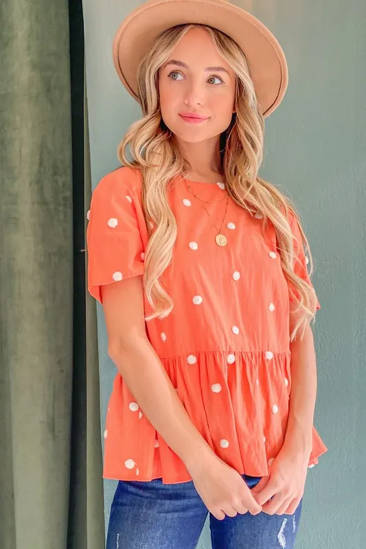 Pom Pom Polka Dots Short Sleeve Top, image 7
