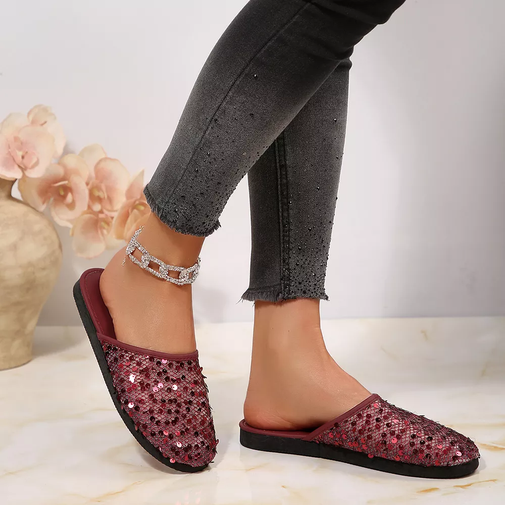 Round Toe Sequin Sandals, image 2